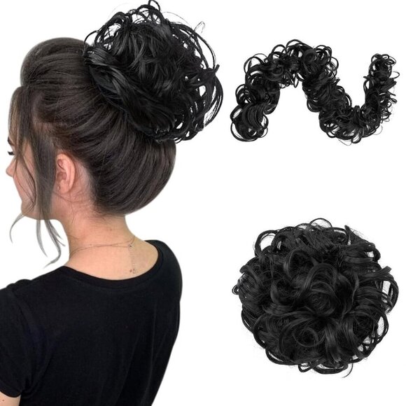 Messy Bun Hair Piece Fluffy Curly Wavy DIY Wrap Around Ponytail Updo for Women main image 6